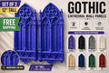Gothic Wall Decor Set of 2, Cathedral Window Panels, Dark Academia, Gothic Bedroom Wall Art, Medieval Aesthetic