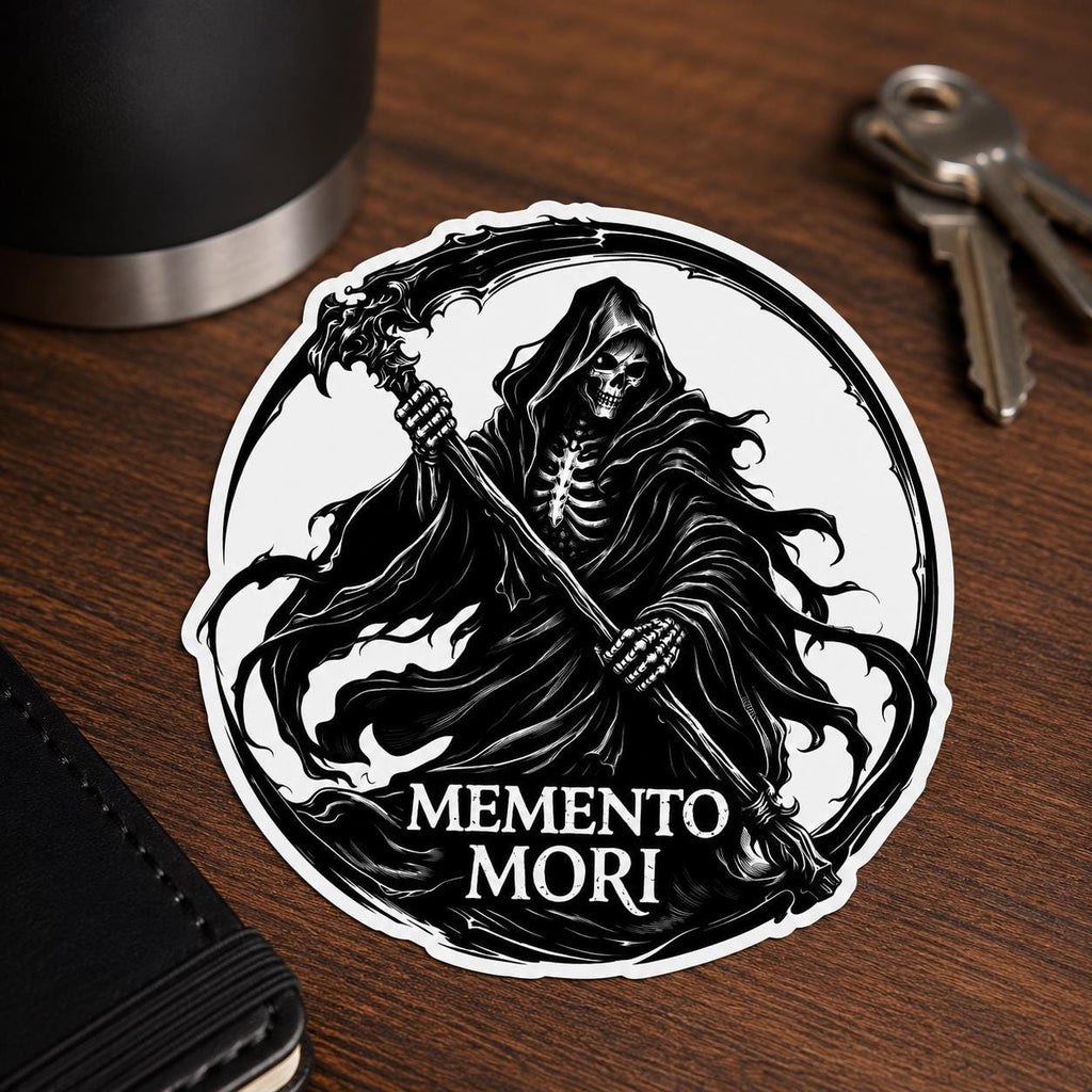 Memento Mori Grim Reaper Sticker, Gothic Vinyl Sticker, Waterproof Goth Decal, Dark Academia Sticker, Laptop Water Bottle Binder Sticker