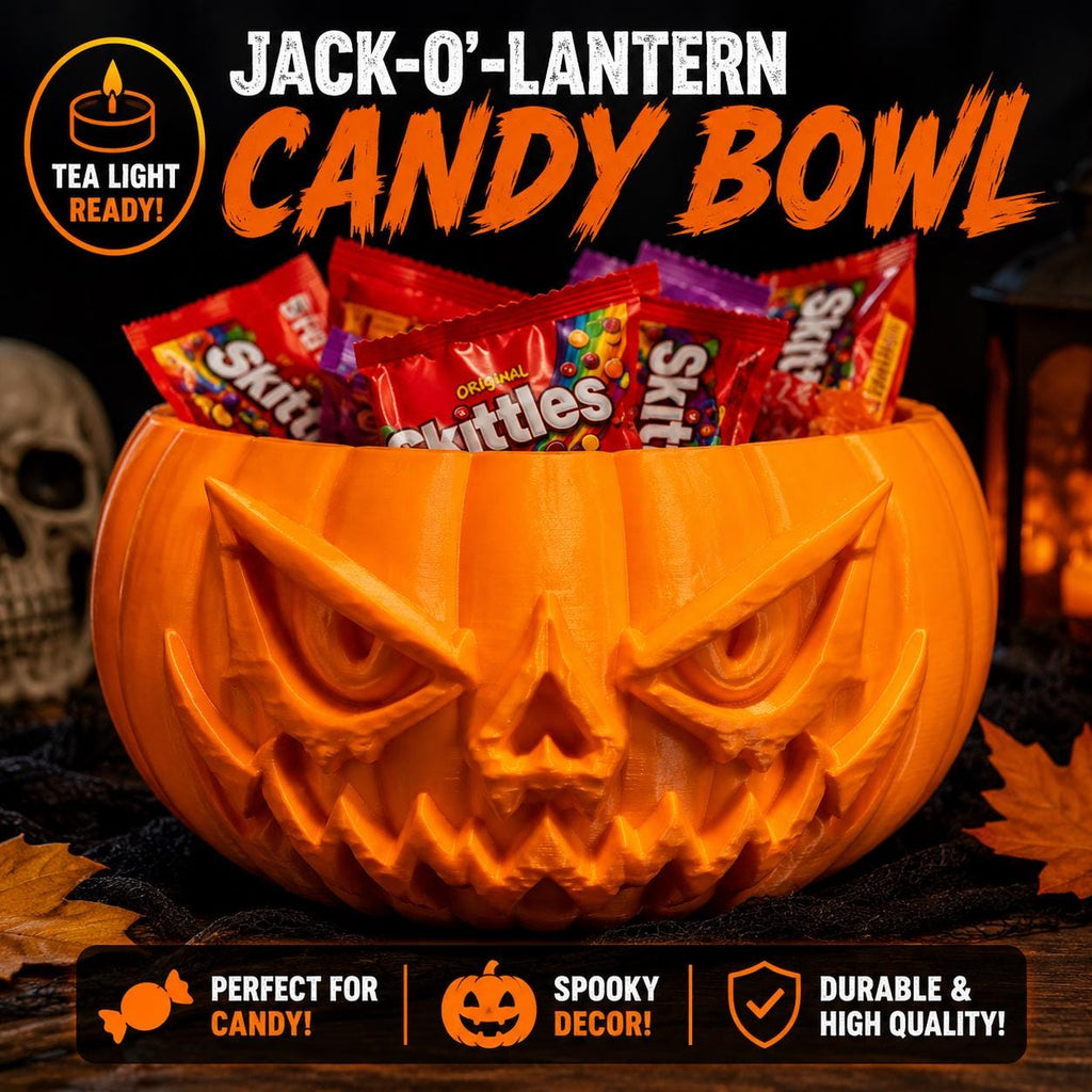 Jack-O'-Lantern Candy Bowl, Halloween Candy Dish, Pumpkin Party Bowl, Spooky Halloween Decor, Tea Light Ready Centerpiece, Trick Treat Bowl