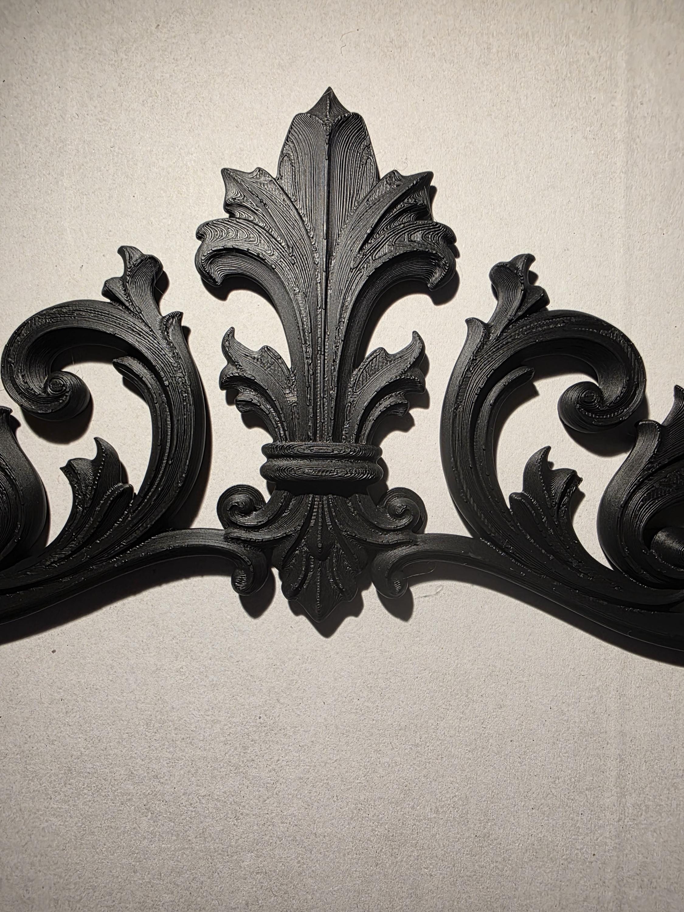 Baroque Wall Decor | Gothic Wall Accent | Ornate Fleur De Lis Wall Hanging | French Inspired Home Decor | Lightweight 3D Printed Accent