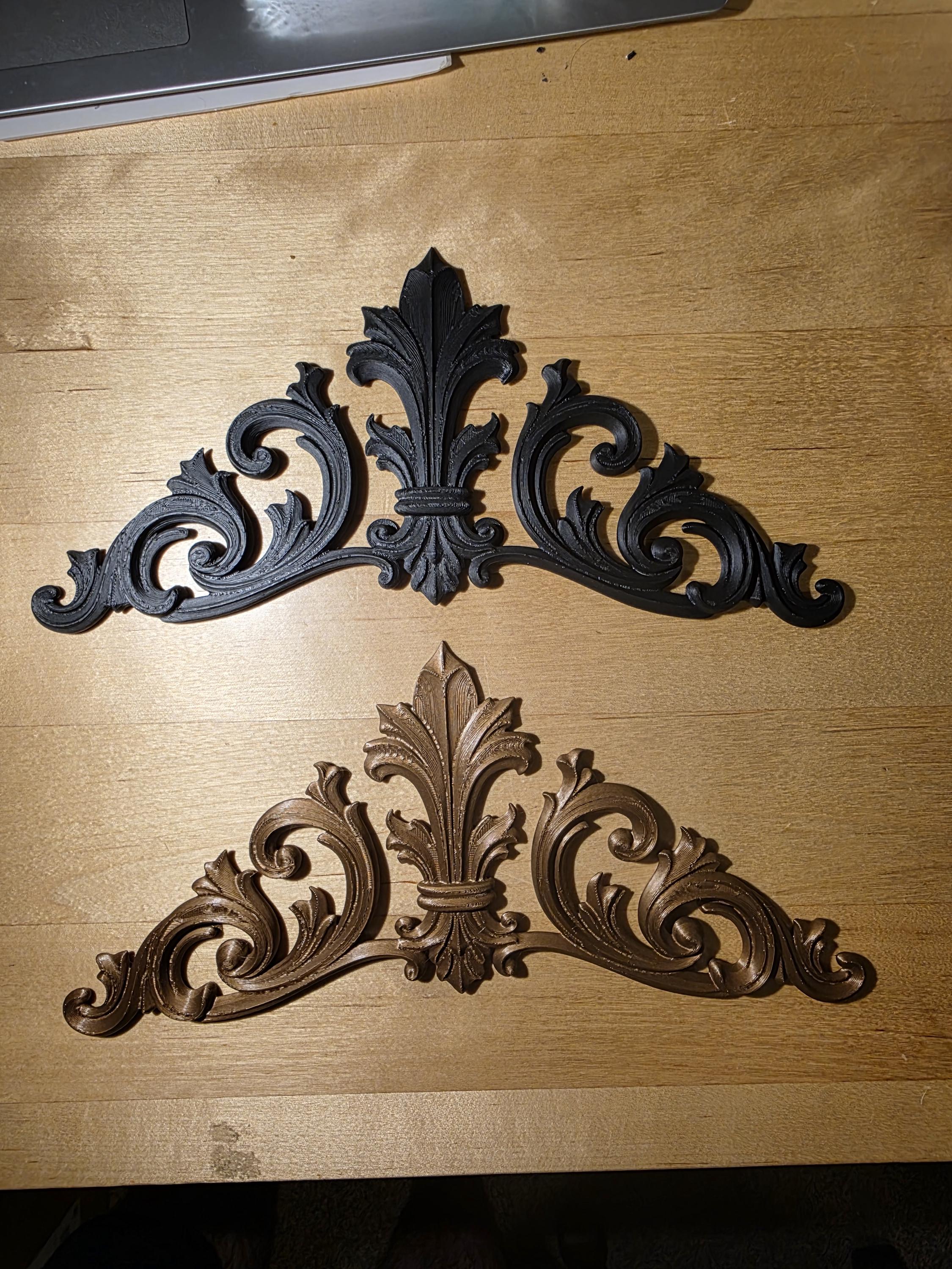 Baroque Wall Decor | Gothic Wall Accent | Ornate Fleur De Lis Wall Hanging | French Inspired Home Decor | Lightweight 3D Printed Accent