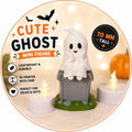 Cute Ghost on Tombstone Collectible Mini Figure | Halloween Shelf Decor | Color Printed Display Piece | Spooky Desk Companion