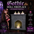 Gothic Doll Fireplace | Miniature Gothic Mantel | Fashion Doll Room Decor | LED Tealight Compatible | 1:6 Scale Display Accessory