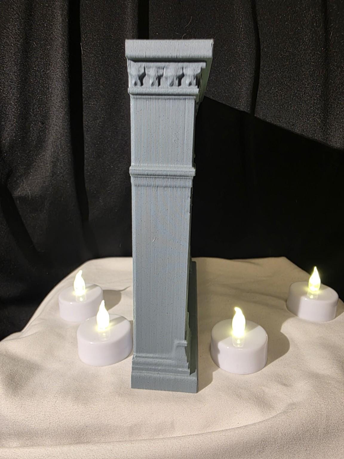 Haunted Mansion Miniature Fireplace | Gothic Halloween Decor | LED Tealight Compatible | Spooky Shelf Display, Statement Piece Decor Display
