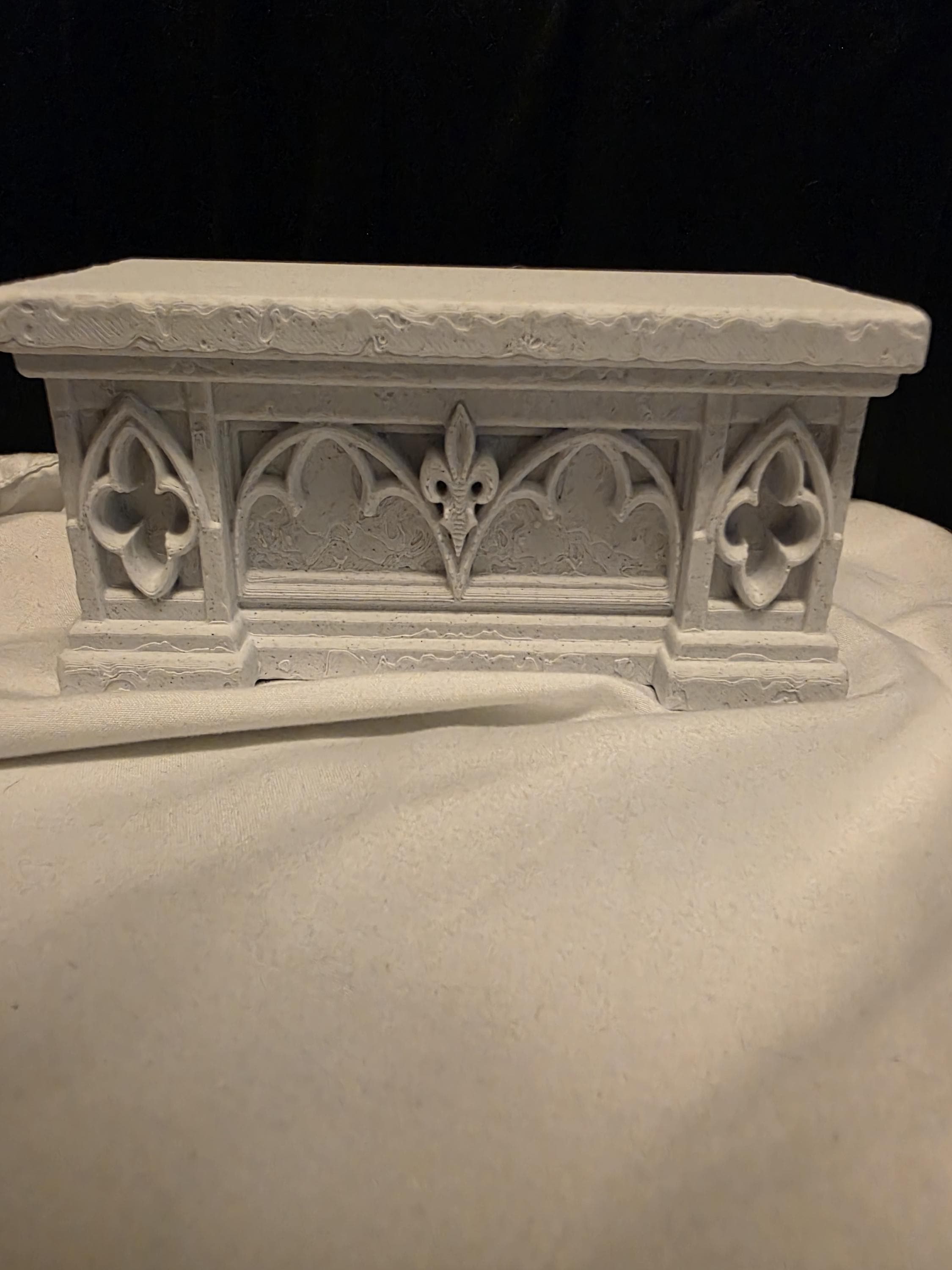 Gothic Doll Bench | White Stone PLA Miniature Furniture | Monster High Display Bench | Cool Gothic Dollhouse Decor | 1:6 Scale Accessory