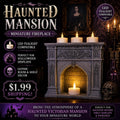 Haunted Mansion Miniature Fireplace | Gothic Halloween Decor | LED Tealight Compatible | Spooky Shelf Display, Statement Piece Decor Display