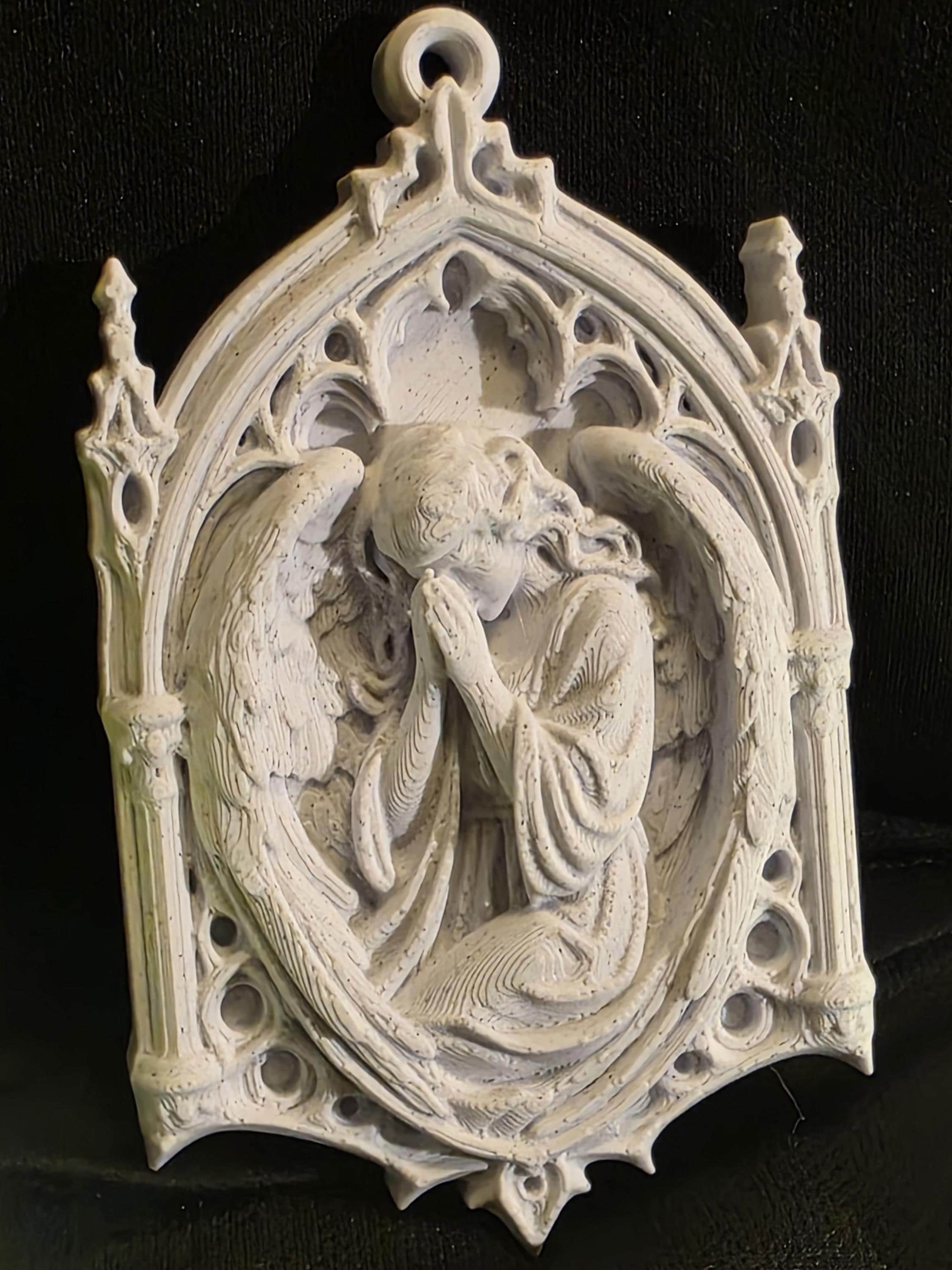 Gothic Christmas Ornament | Praying Angel Cathedral Ornament | Stone PLA Gothic Decor | Dark Academia Holiday Gift