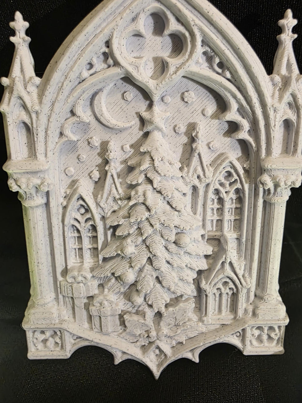 Gothic Christmas Tree Ornament | Cathedral Winter Scene | Stone PLA Christmas Decor | Dark Academia Holiday Gift