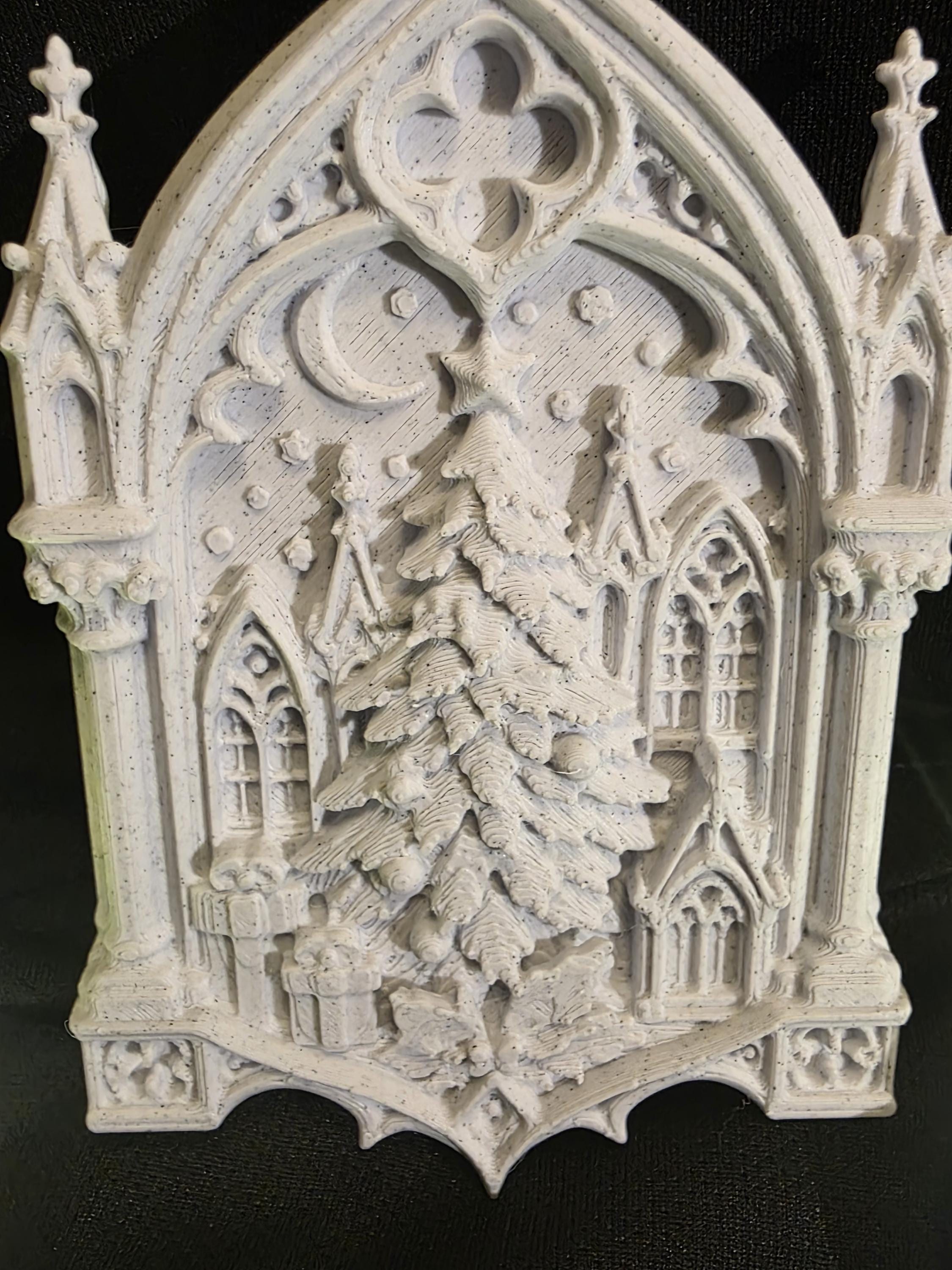 Gothic Christmas Tree Ornament | Cathedral Winter Scene | Stone PLA Christmas Decor | Dark Academia Holiday Gift