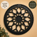 Gothic Rose Window Wall Decor | Cathedral Style Round Wall Art | Dark Academia Home Decor | 3D Printed Gothic Wall Hanging Medieval Rosette