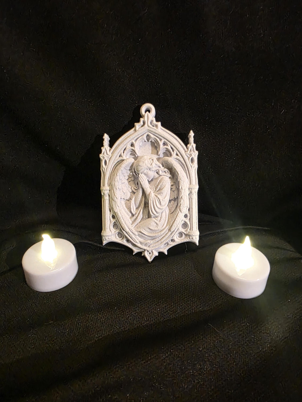 Gothic Christmas Ornament | Praying Angel Cathedral Ornament | Stone PLA Gothic Decor | Dark Academia Holiday Gift